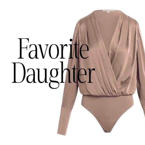 FAVORITE DAUGHTER The Date Blouse Bodysuit In Camel Tan M NWOT - Picture 1 of 11